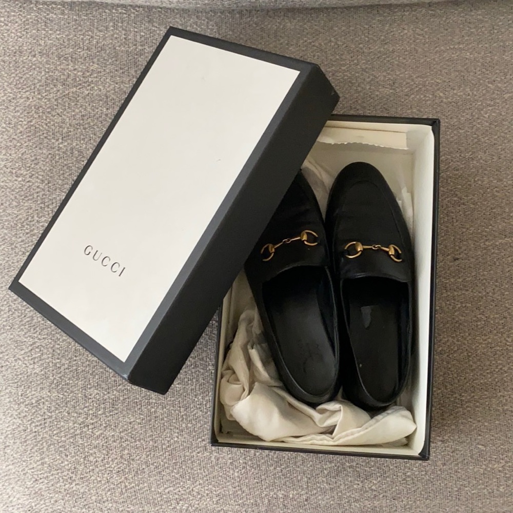 Gucci Black Leather Horsebit Loafers